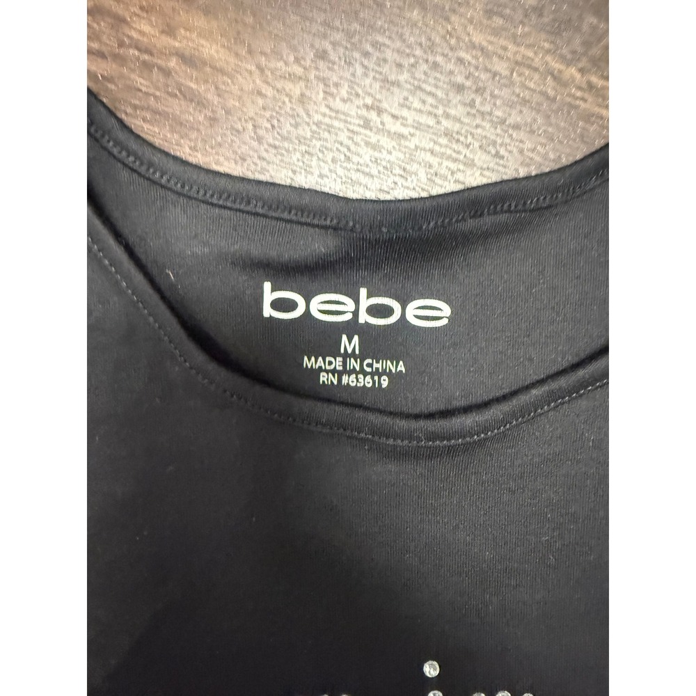 Bebe Rhinestone Logo Crop Top (Size M) - Picture 2 of 3